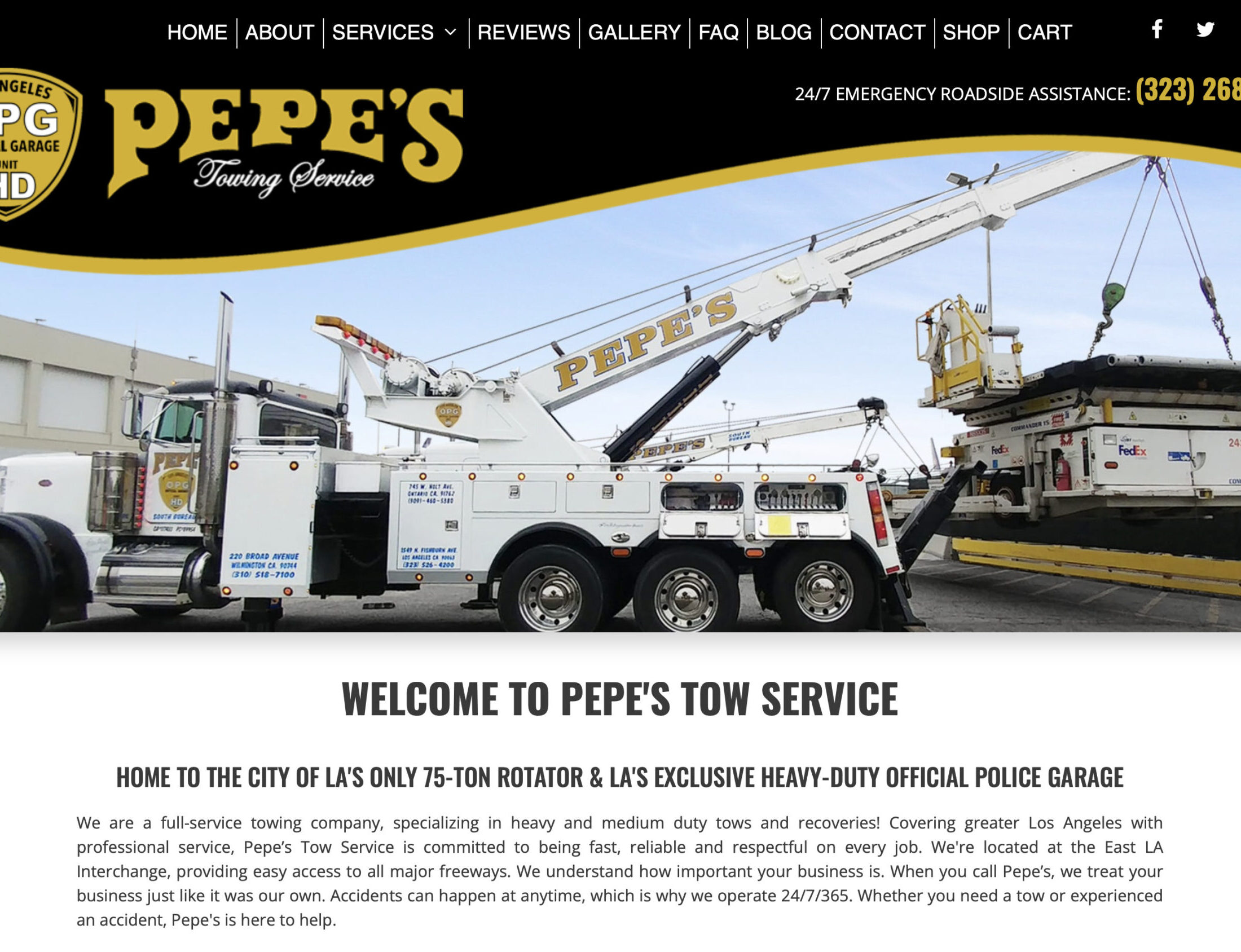 Pepe's Towing Homepage Preview