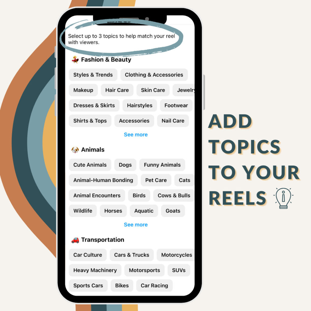 add topics to your reels 