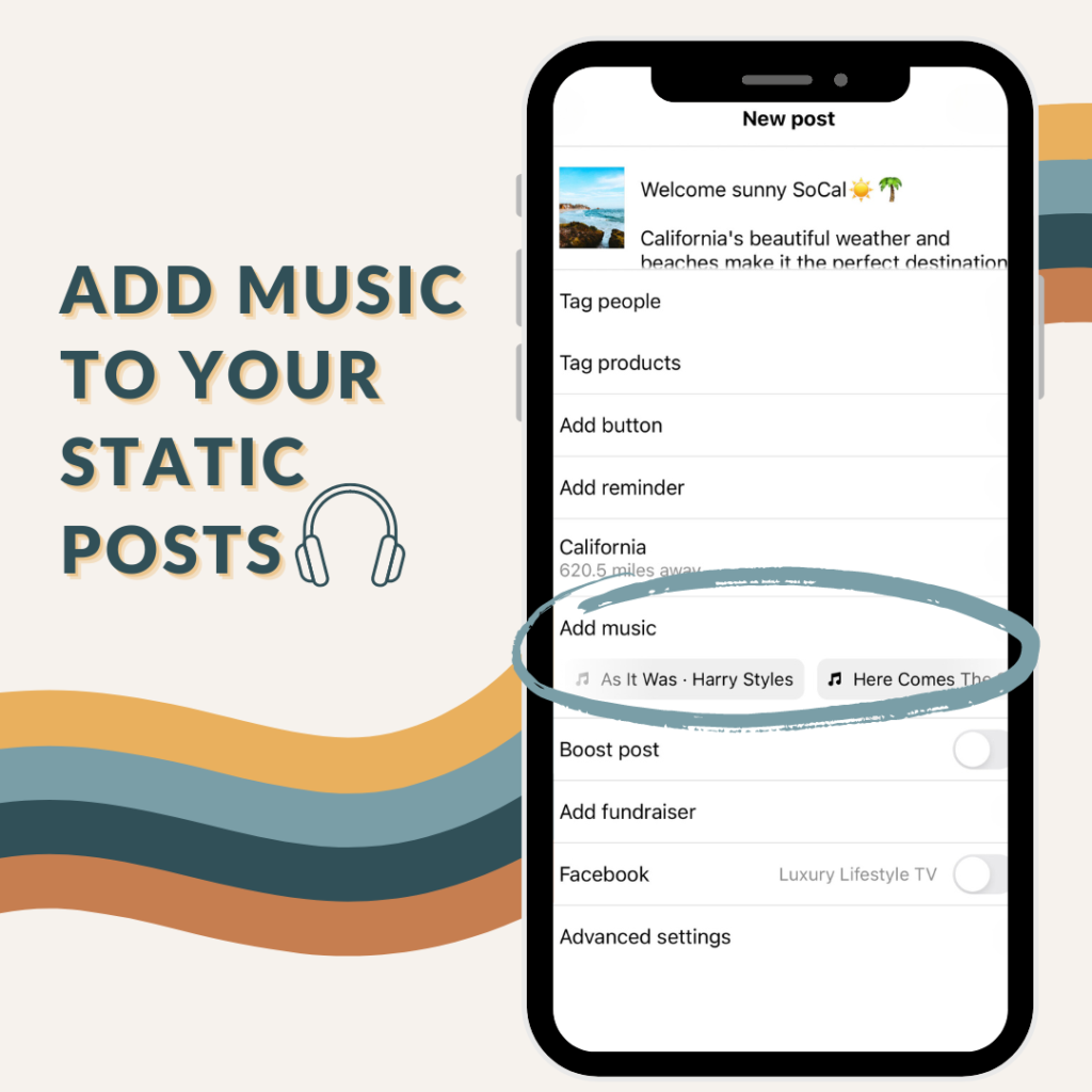 Recent instagram update allows you to add music to your static posts