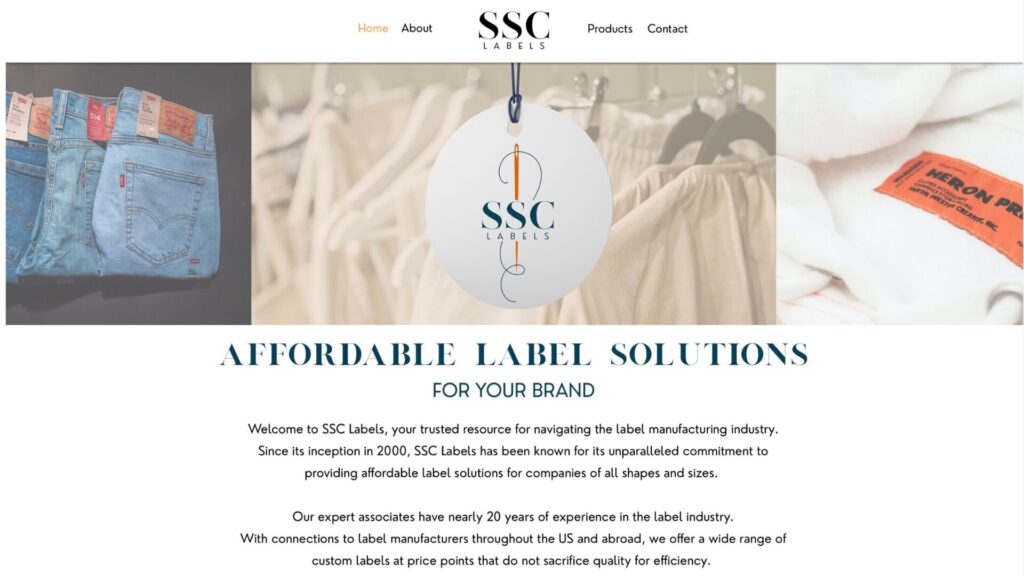 SSC Labels Website Development Project - screenshot of homepage