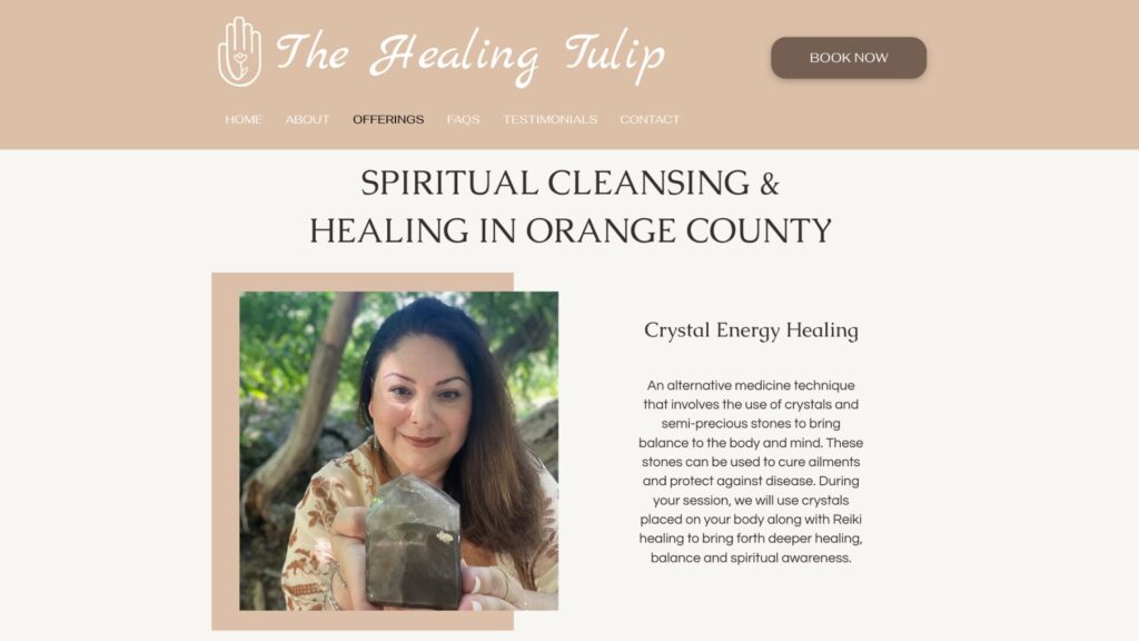 The Healing Tulip Website Development Project - screenshot of homepage